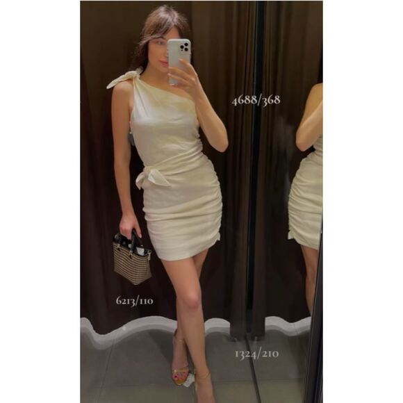 NWT ZARA ASYMMETRICAL DRESS WITH TIES - Picture 8 of 13